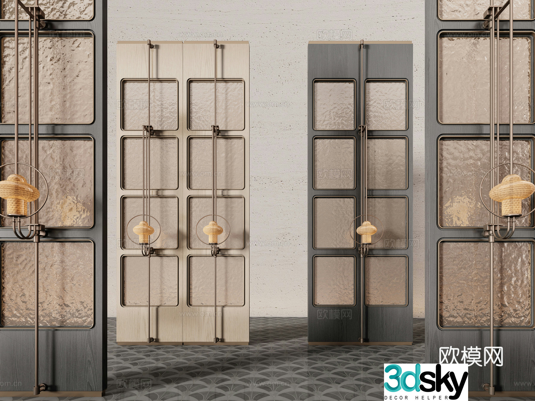 Modern glass screen 3d model