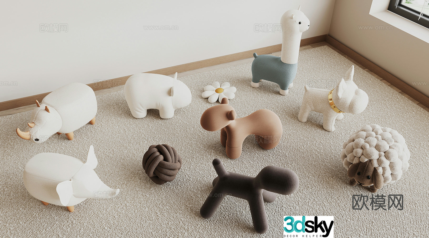 Modern children’s stool cartoon stool 3d model