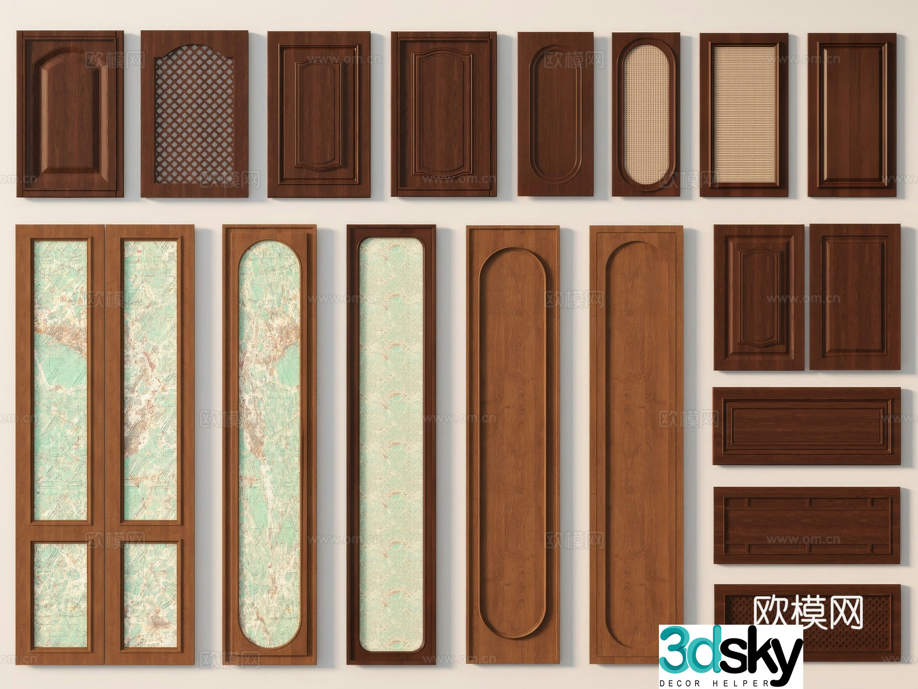 Medieval style cabinet door rattan cabinet door 3d model