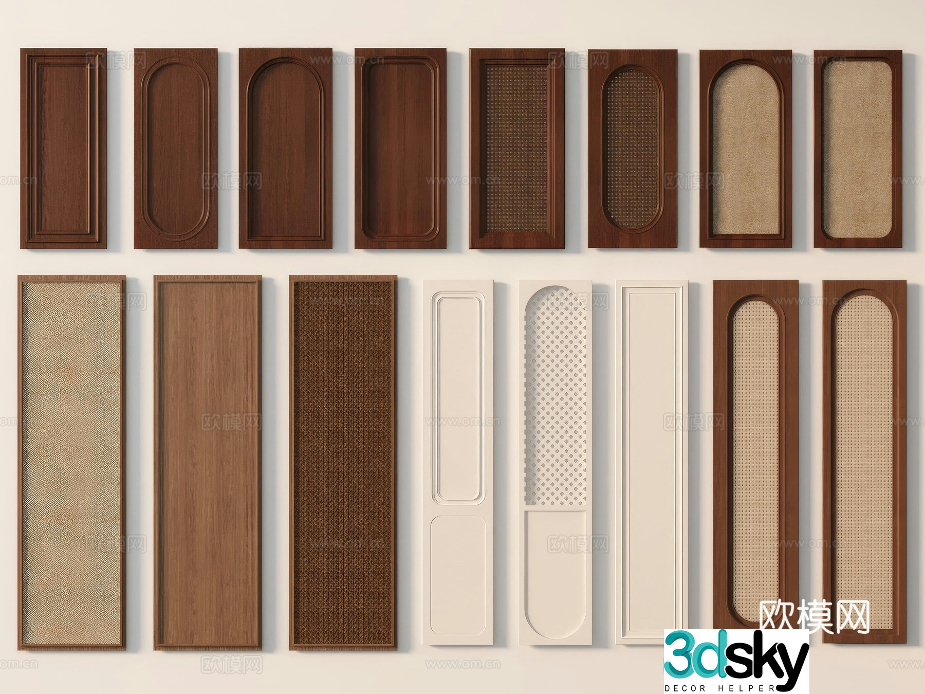 Wabi-sabi cabinet door rattan cabinet door 3d model