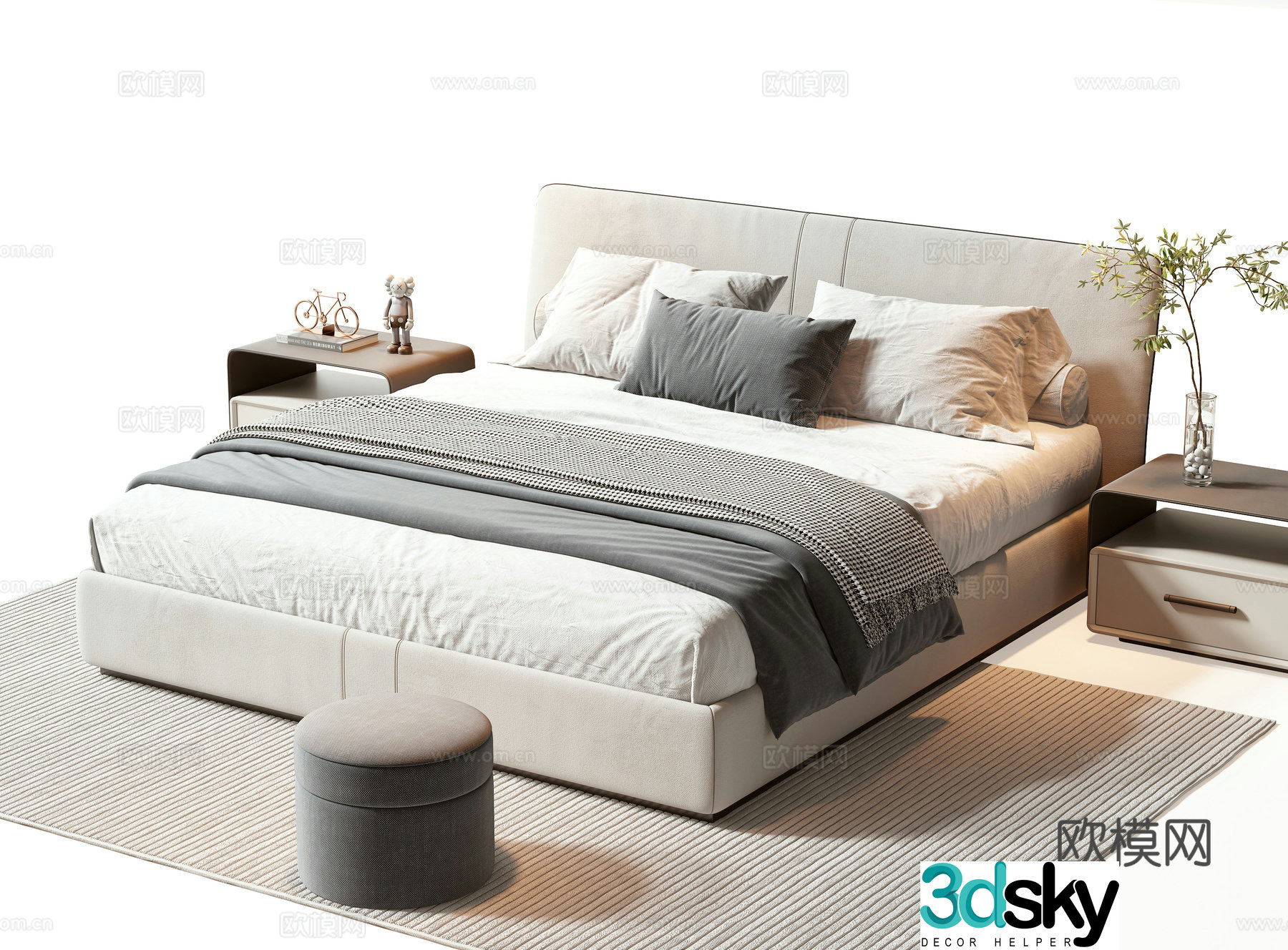 Modern double bed 3d model