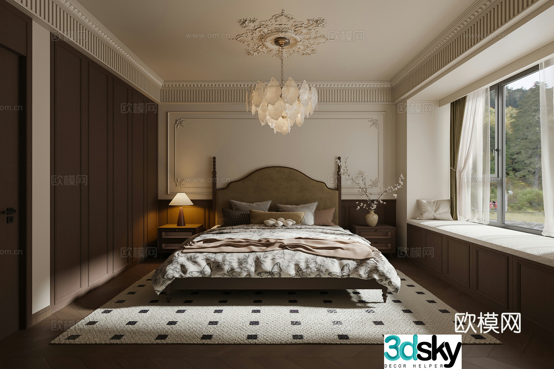 French retro bedroom master bedroom 3d model