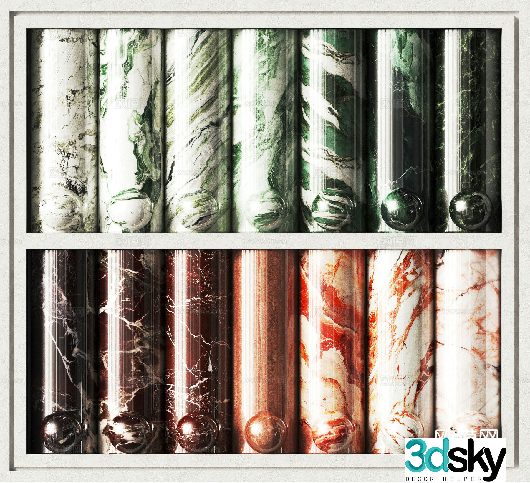 Marble stone emerald stone tile 3d model