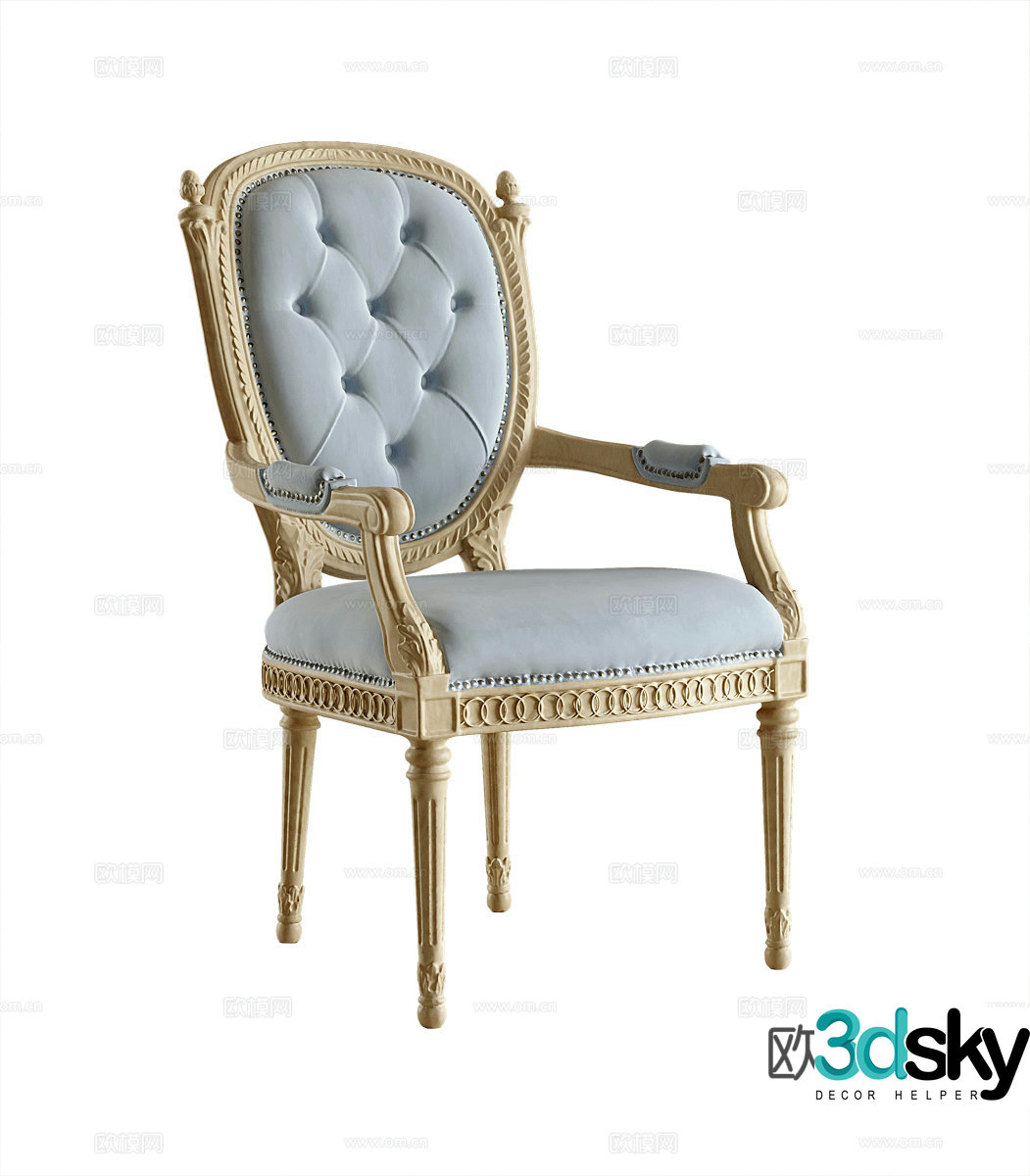 French single chair book chair armchair 3d model