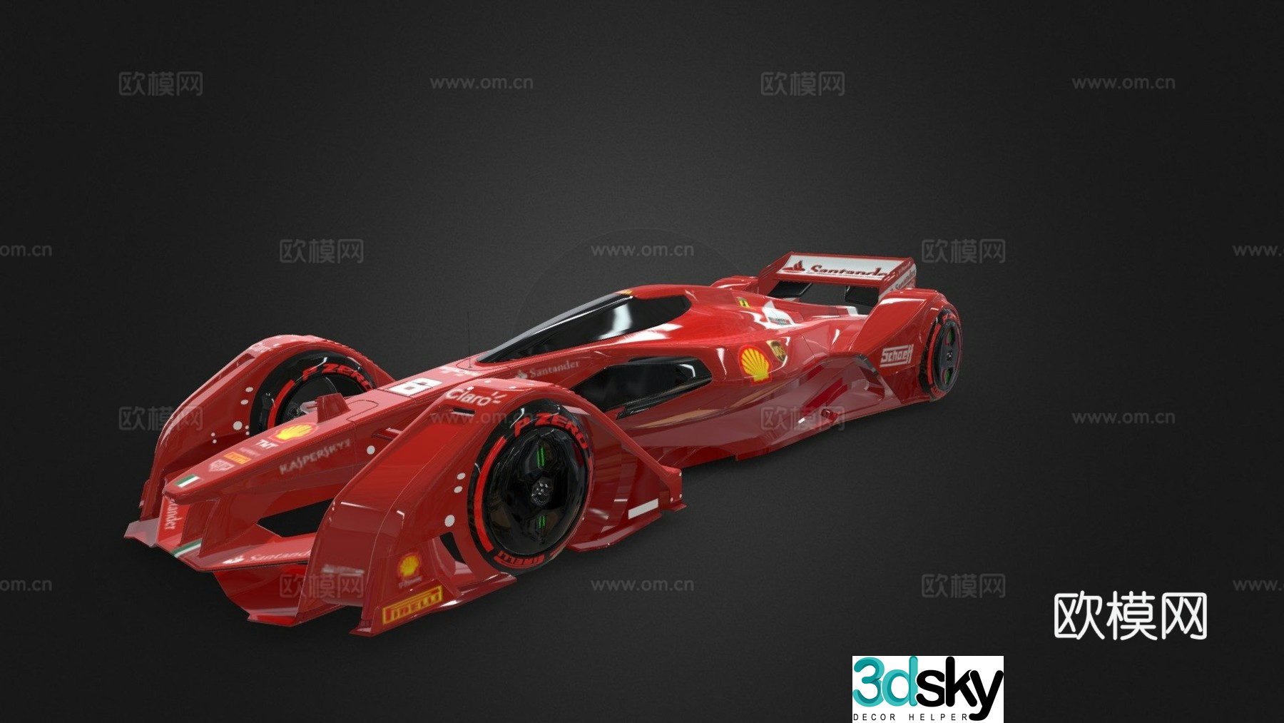 racing red sports car 3d model
