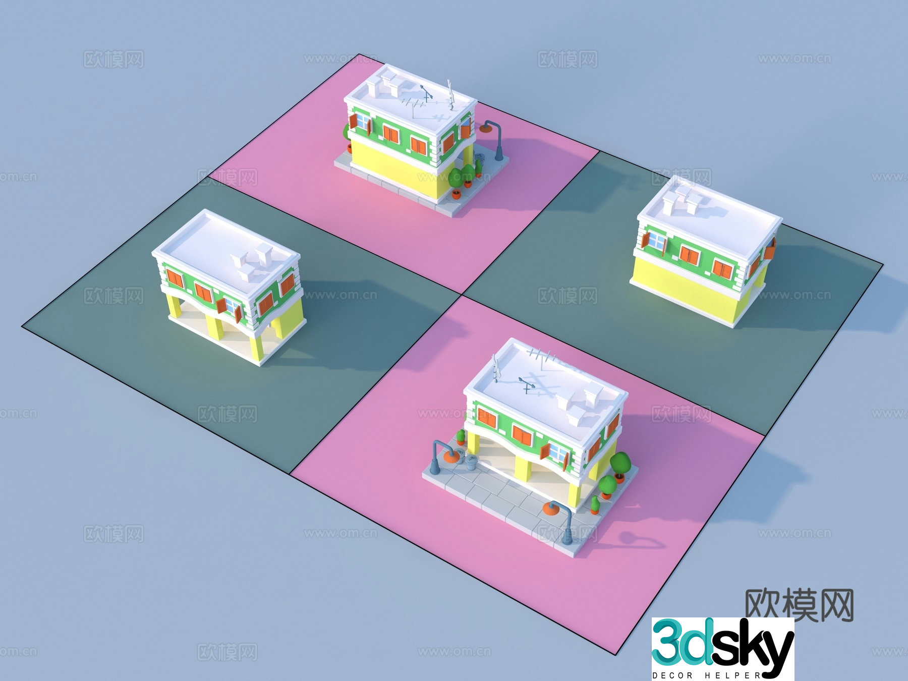 Modern cartoon toys architectural sketch 3d model