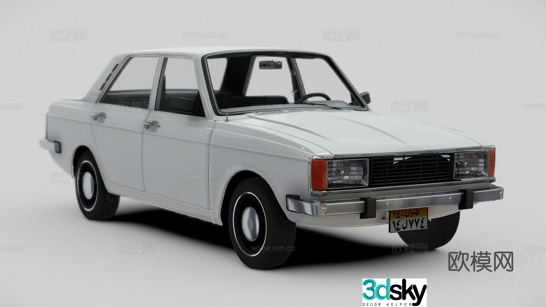 white car sedan 3d model