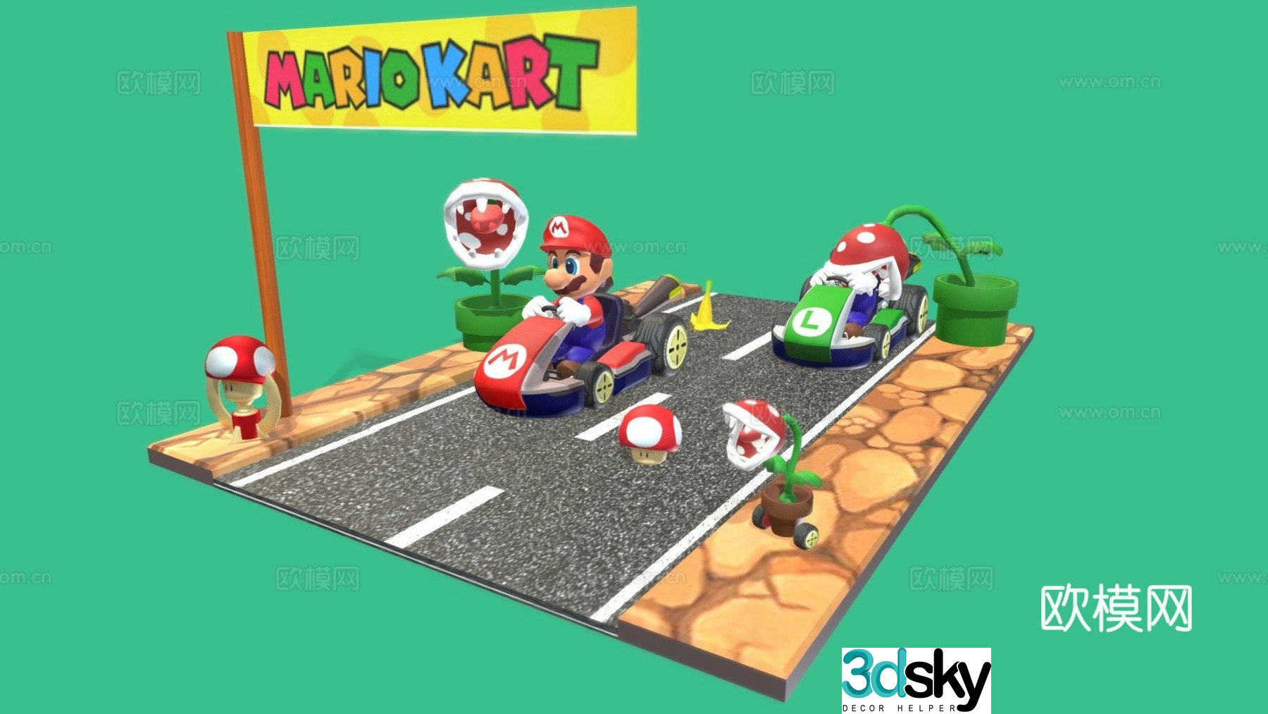 Mario Kart scene 3d model