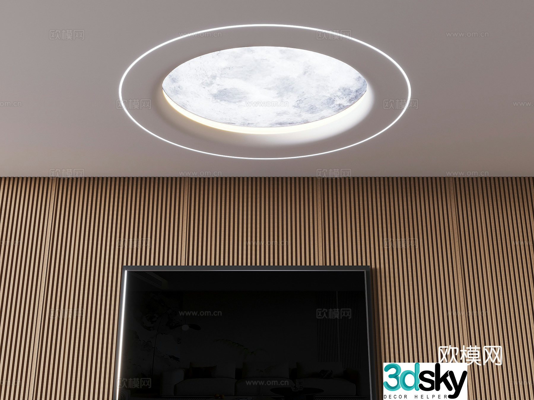 Round suspended ceiling soft film ceiling 3D model