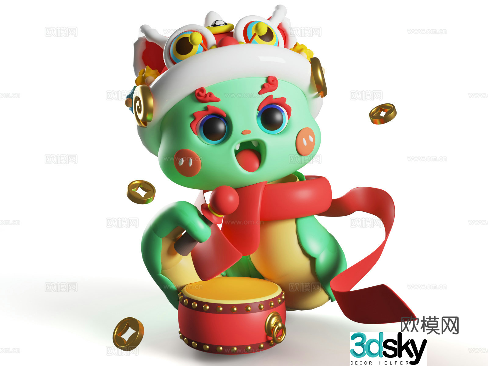 Cartoon snake mascot 3d model