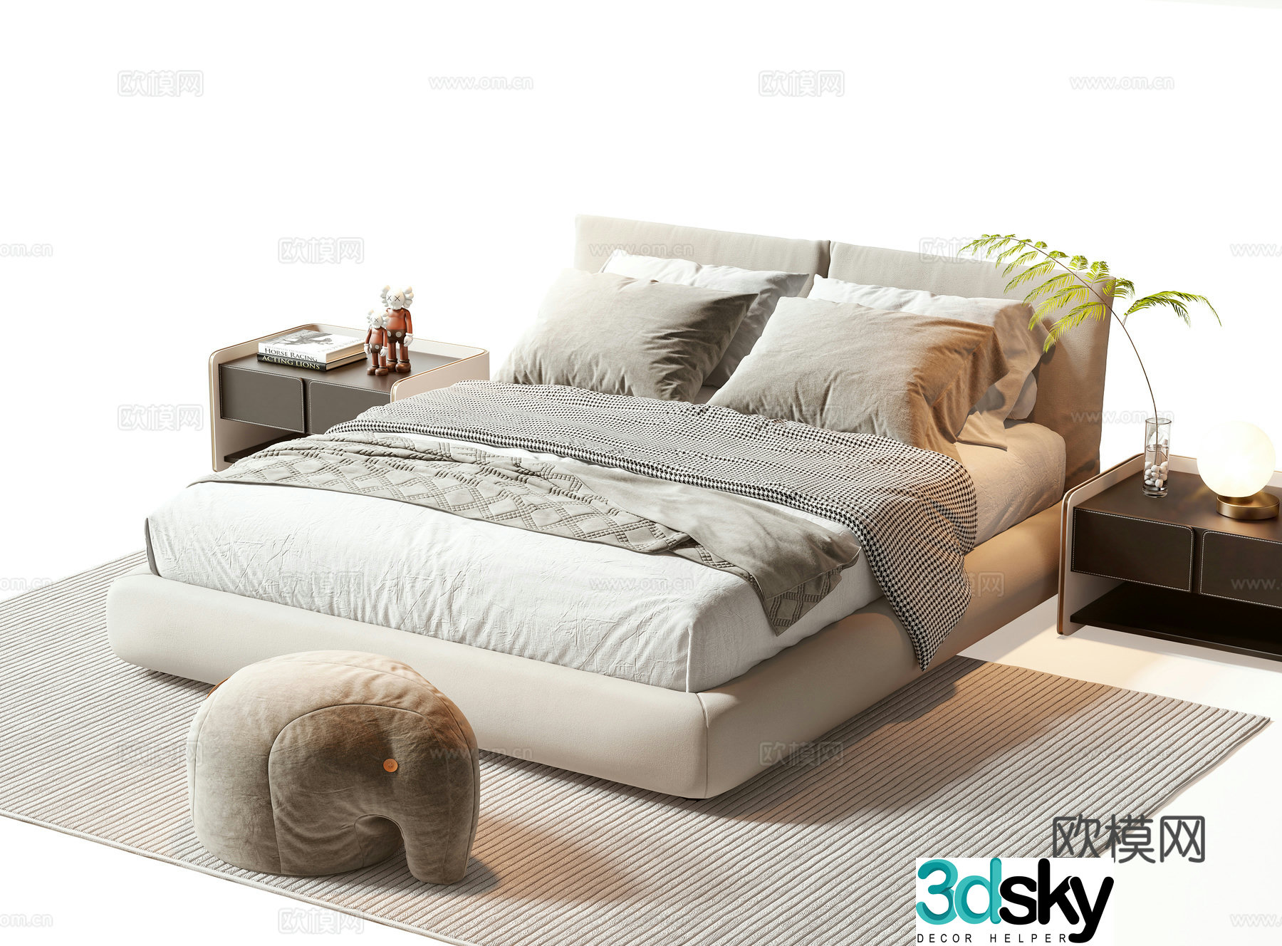 Modern double bed 3d model