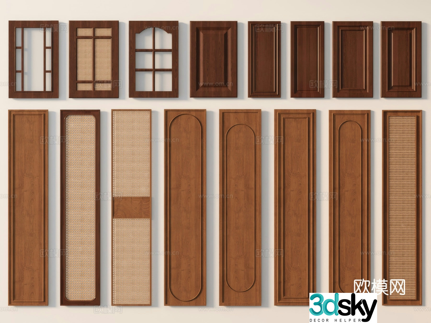 Medieval style cabinet door rattan cabinet door 3d model