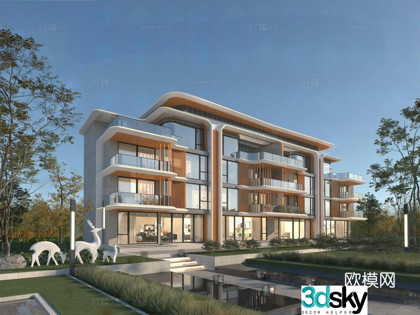 Modern villa exterior 3d model