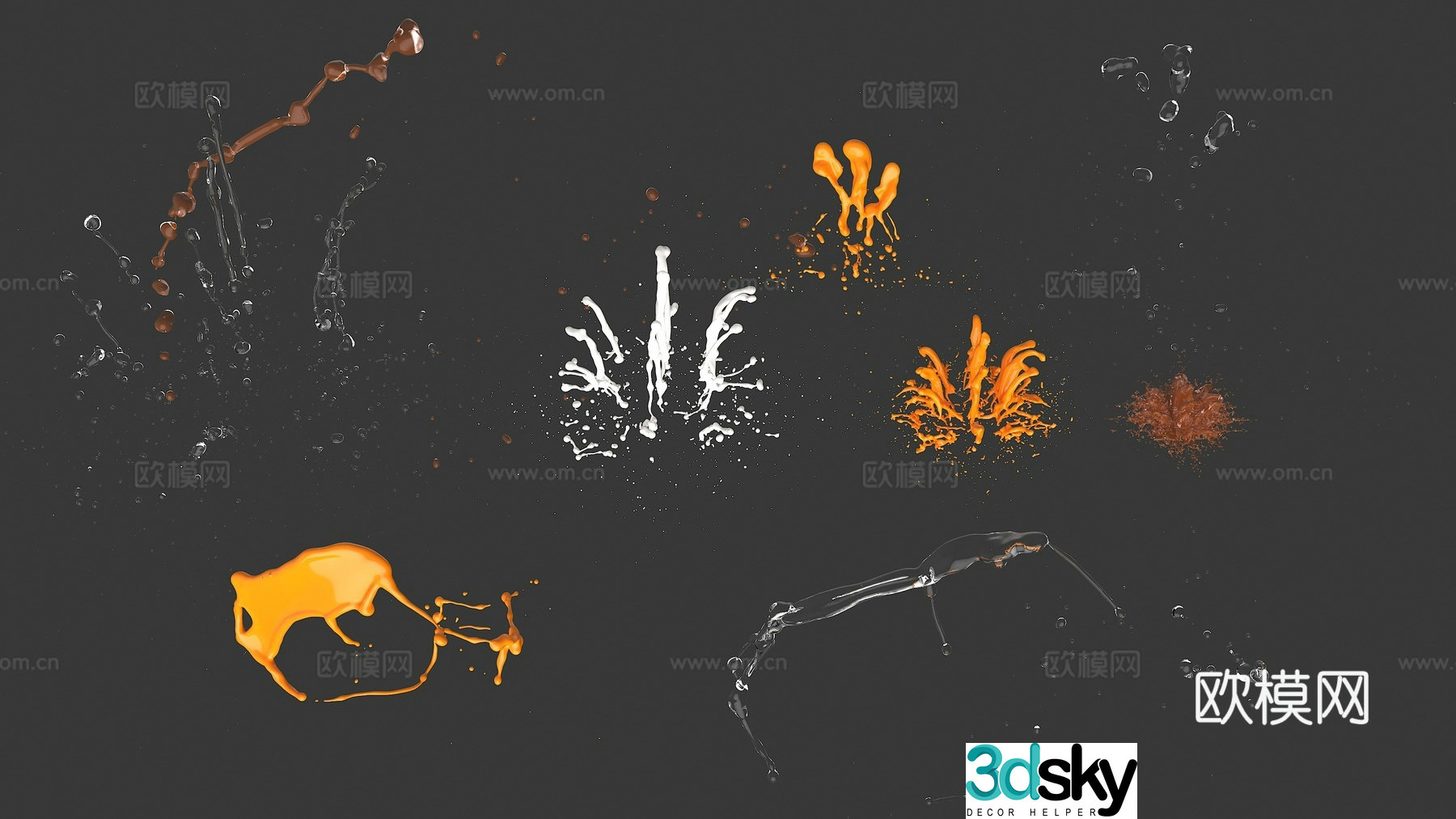 Water splash water trace water shape 3d model