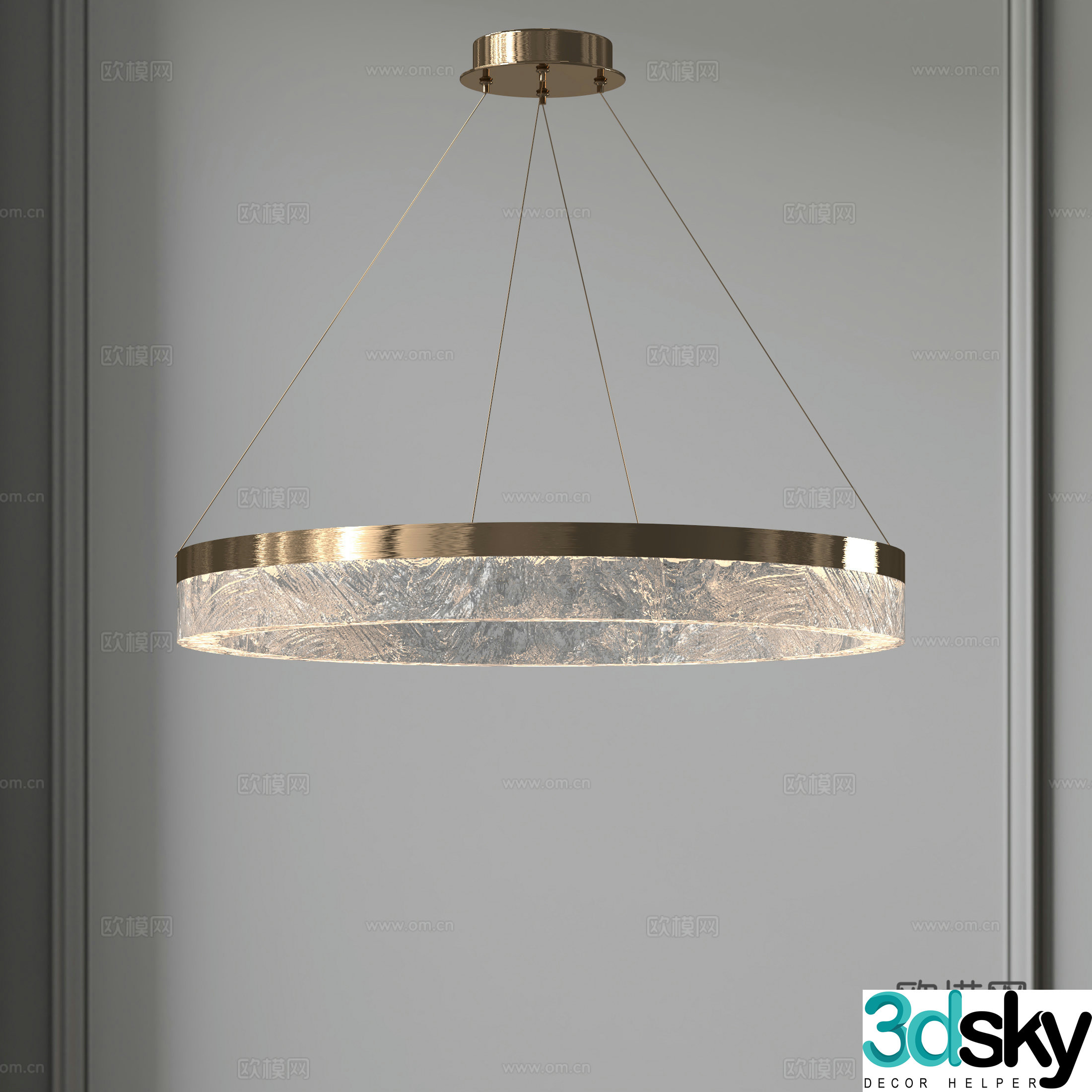 Light luxury chandelier Ice crack art chandelier Ring chandelier 3D model
