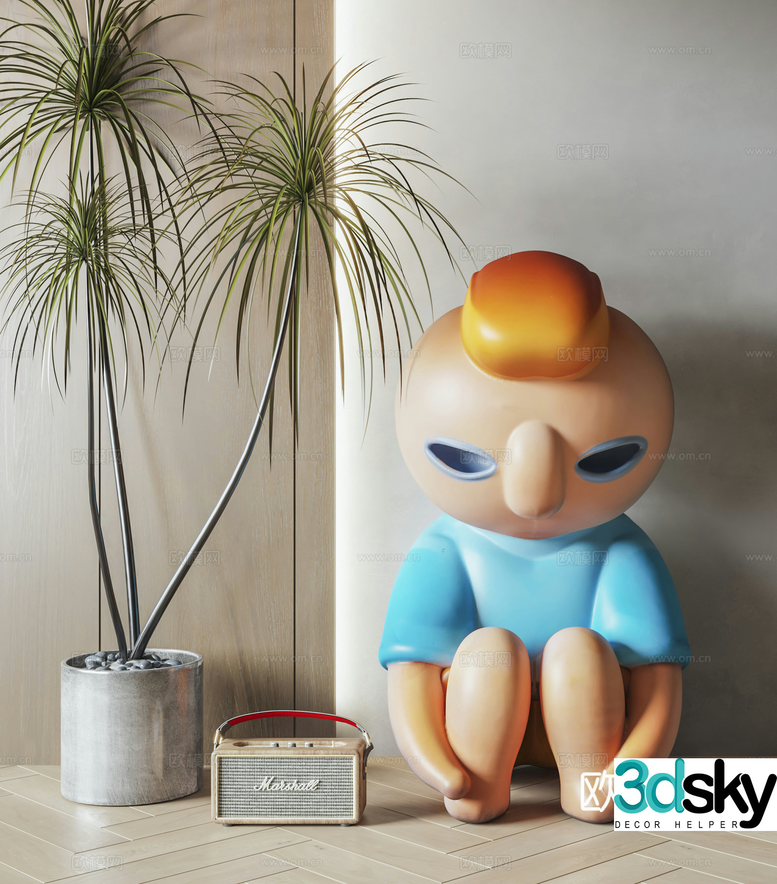 Modern doll sculpture 3d model