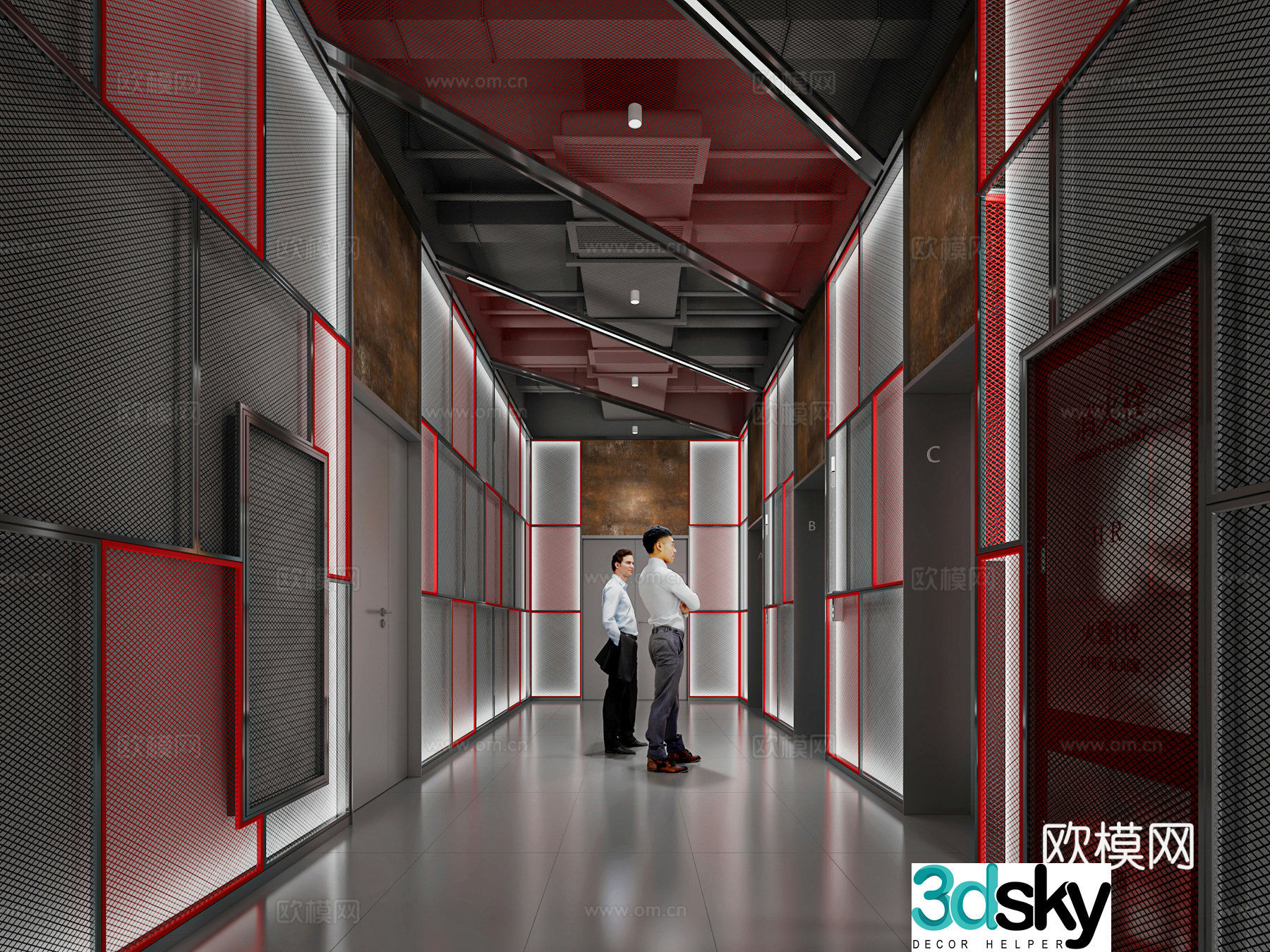 Industrial style elevator room 3d model