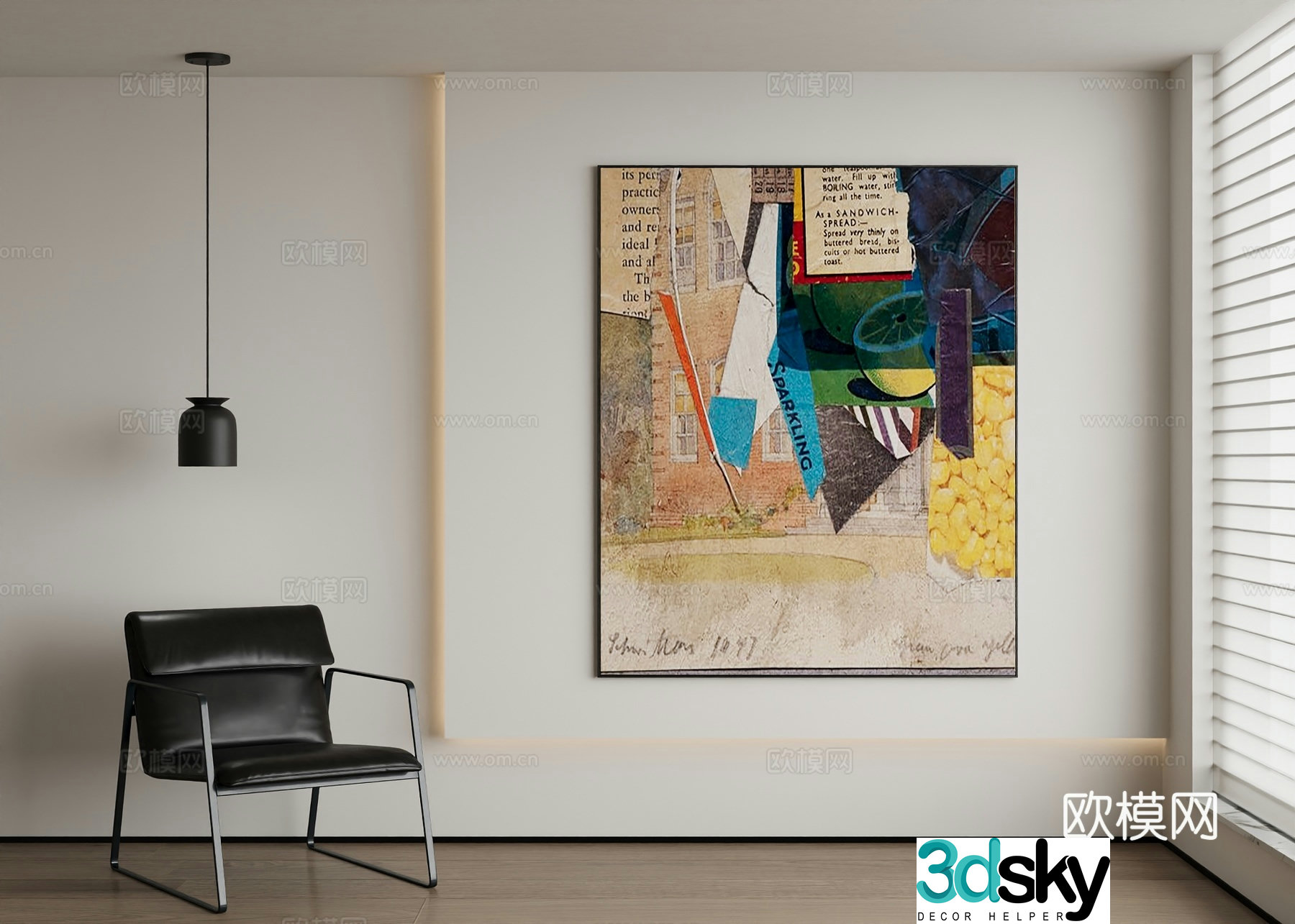 Modern abstract painting decorative painting 3d model