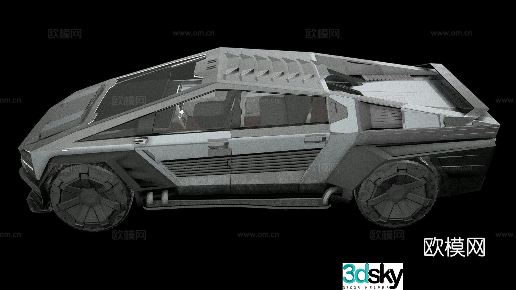 cyber car truck 3d model