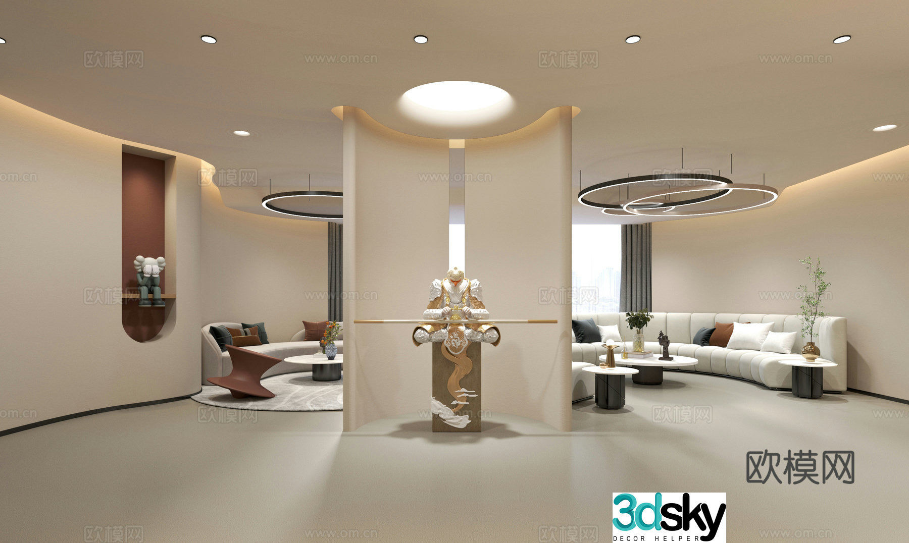 Modern office reception hall reception room 3d model