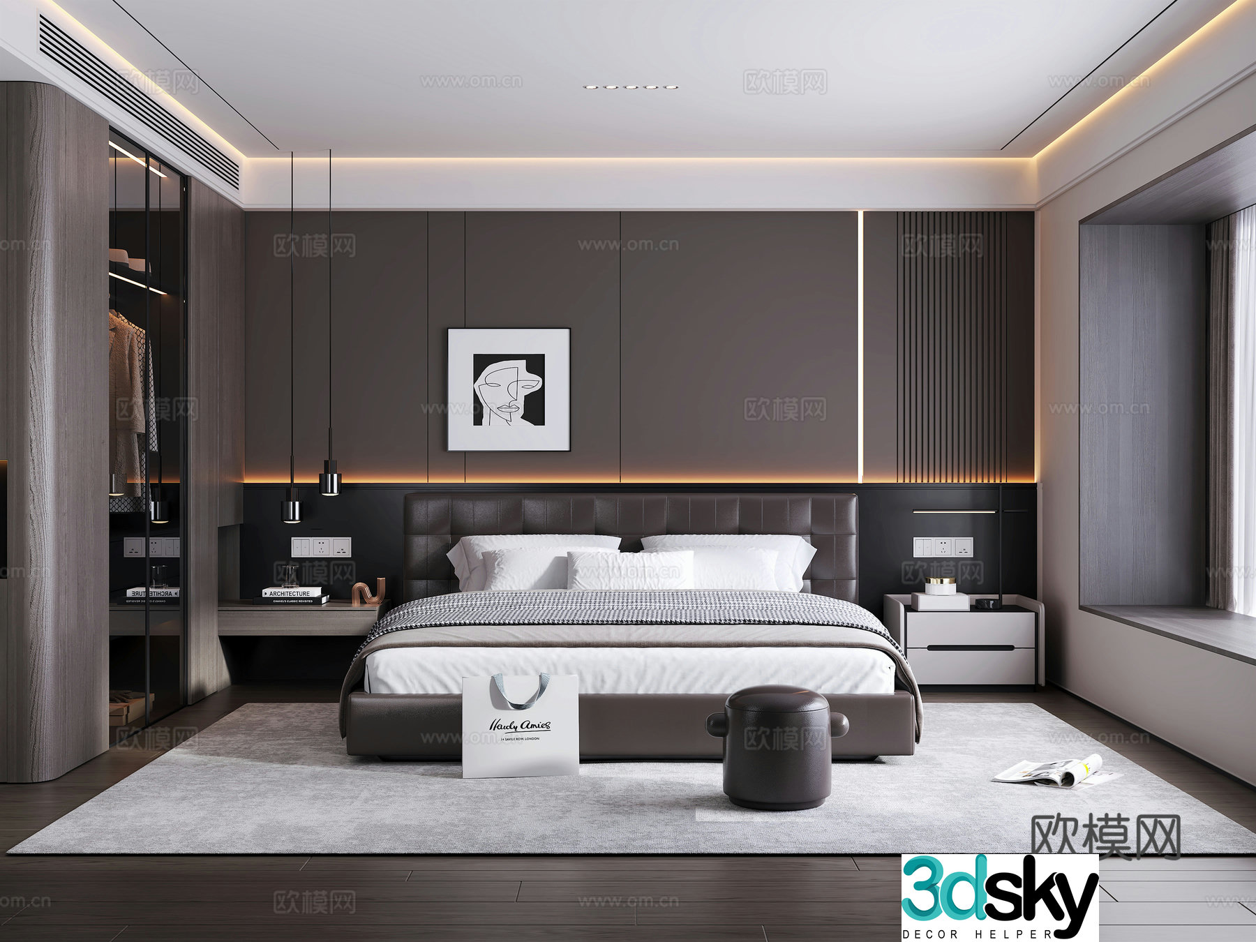 Italian style bedroom master bedroom 3d model