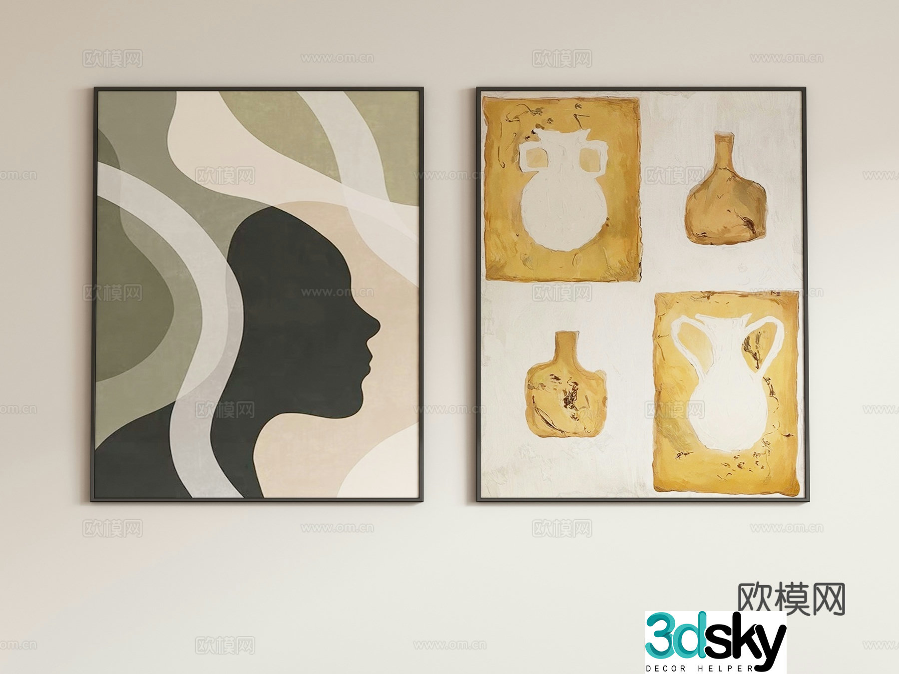 Modern abstract painting decorative painting hanging painting 3d model
