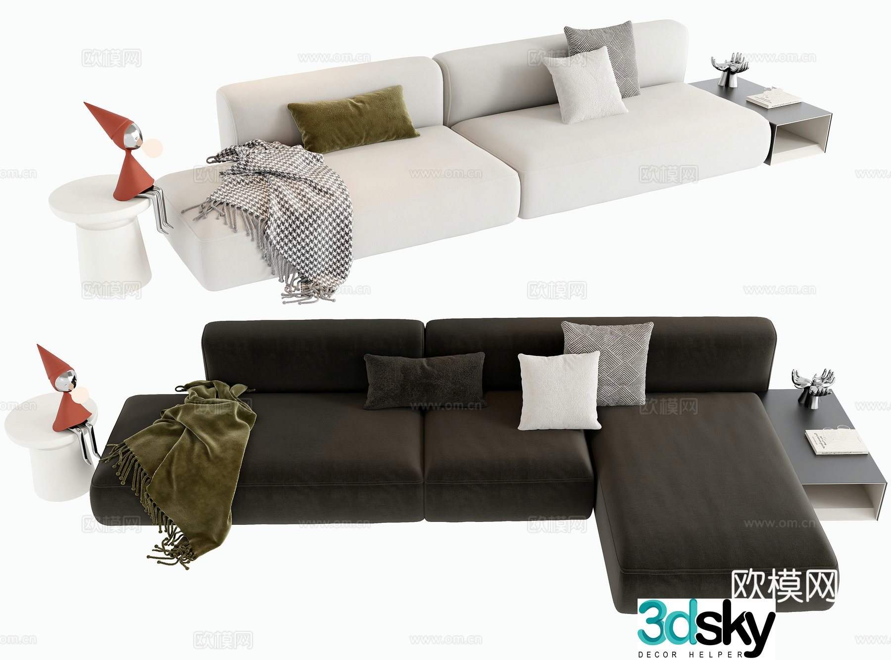 minotti three seater sofa upholstered sofa 3d model