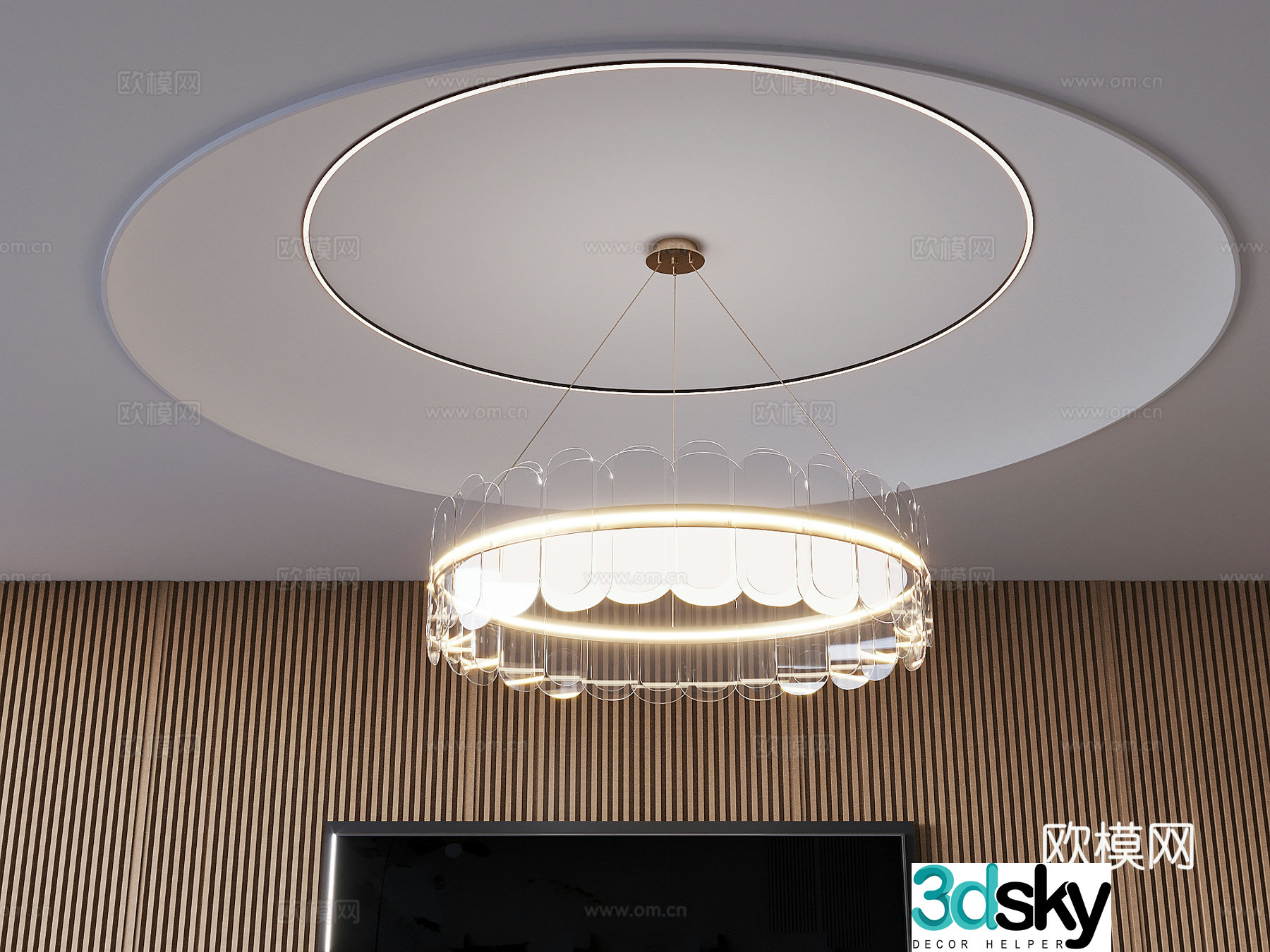 Round luminous light film ceiling soft film ceiling 3d model