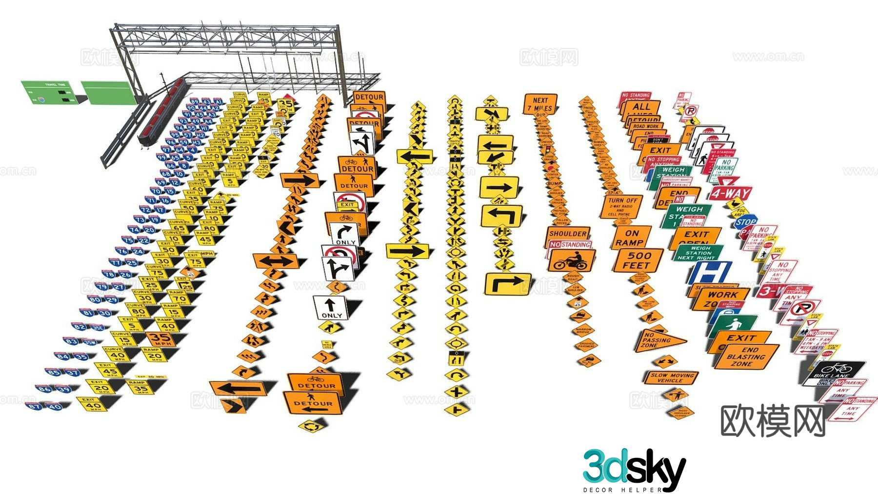highway sign road sign sign 3d model