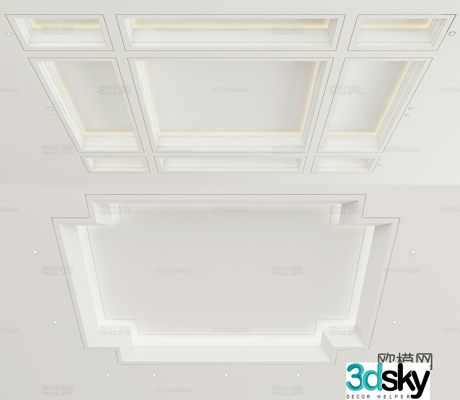 New Chinese style ceiling tic-tac-toe ceiling 3d model