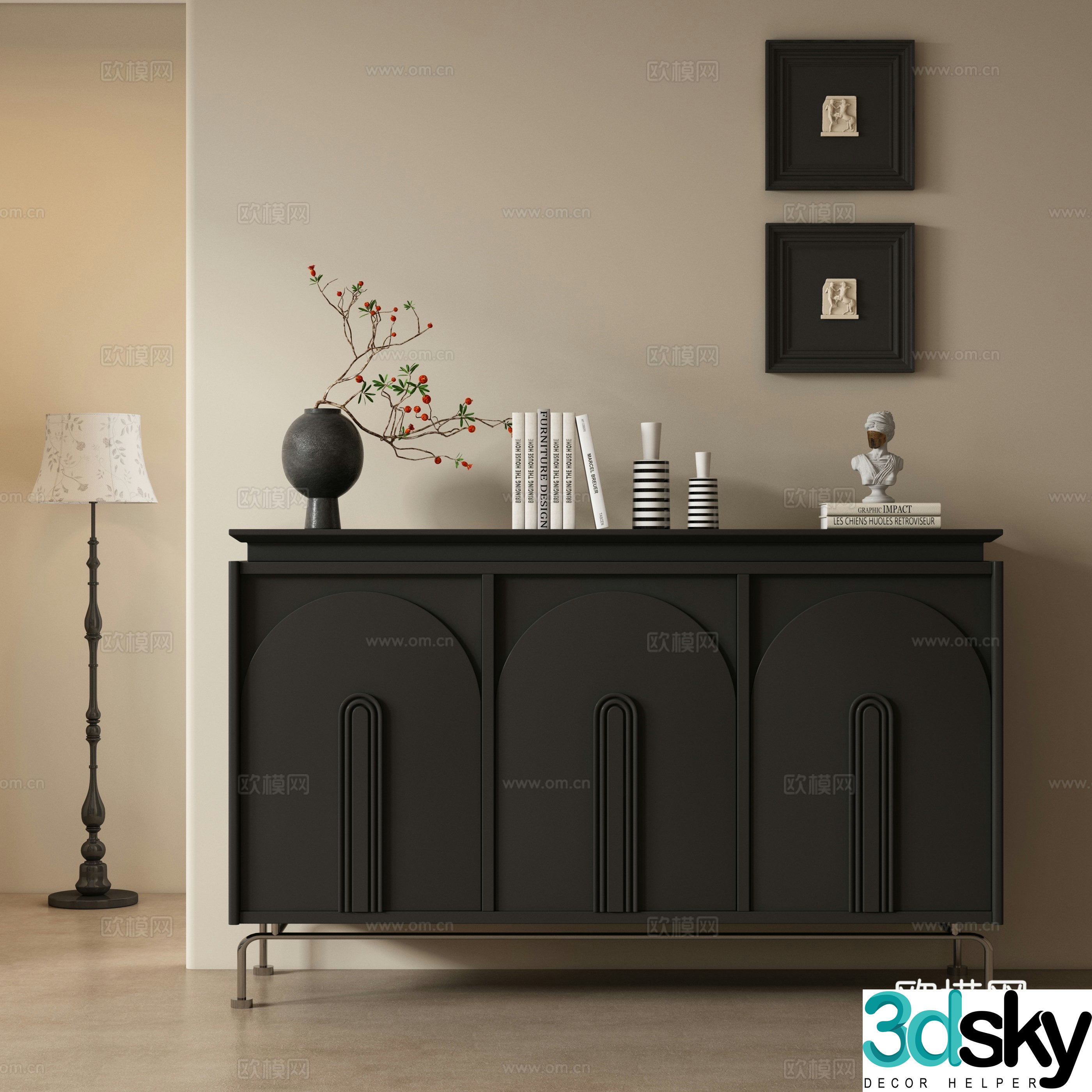 French entryway cabinet 3d model
