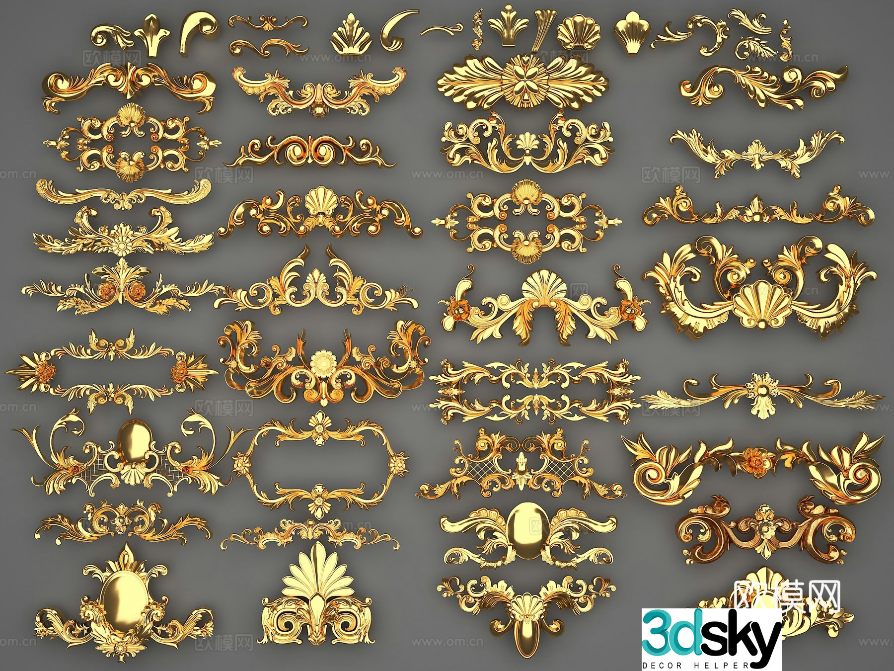 European carving wall carving golden carving carving 3D model