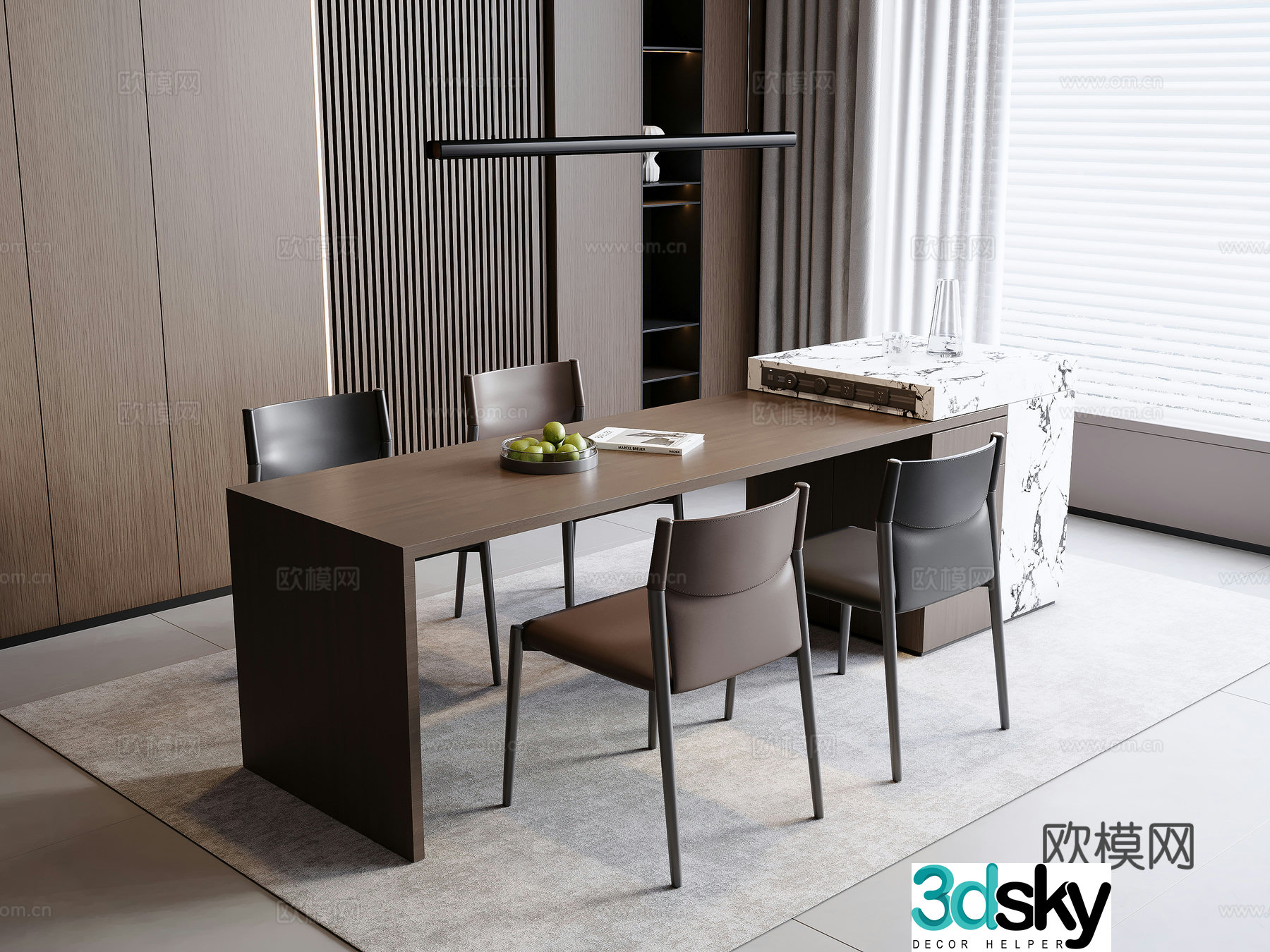 Italian dining table and chairs 3d model