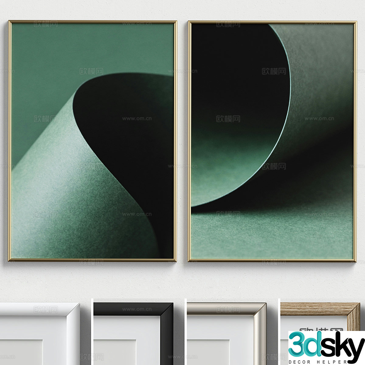 Green hanging painting decorative painting 3d model