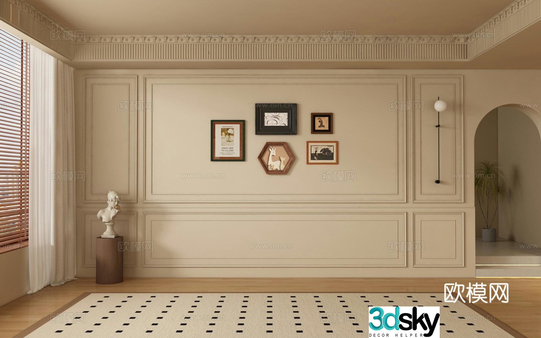 French sofa background wall 3d model