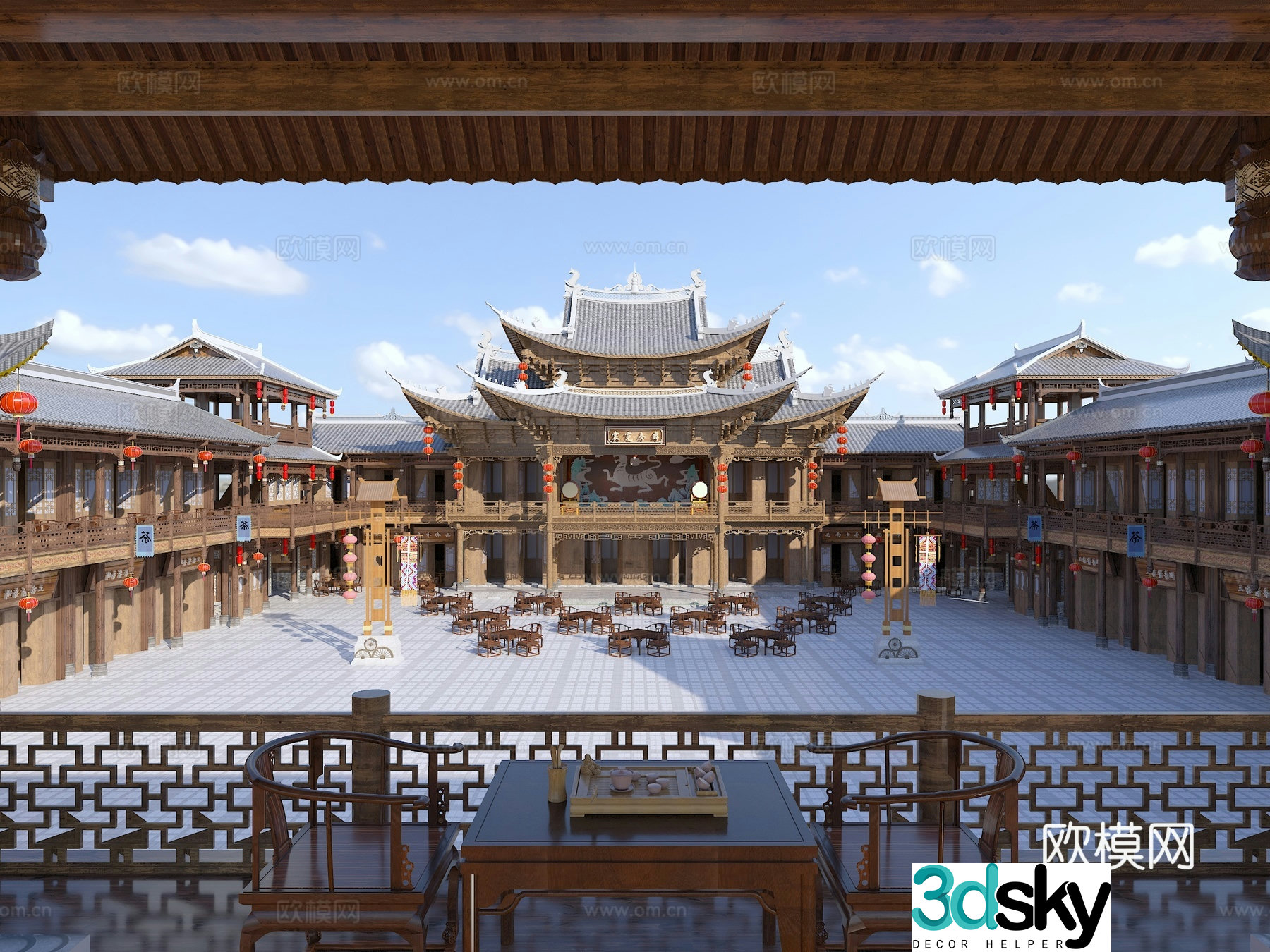 Chinese ancient building theater theater 3d model