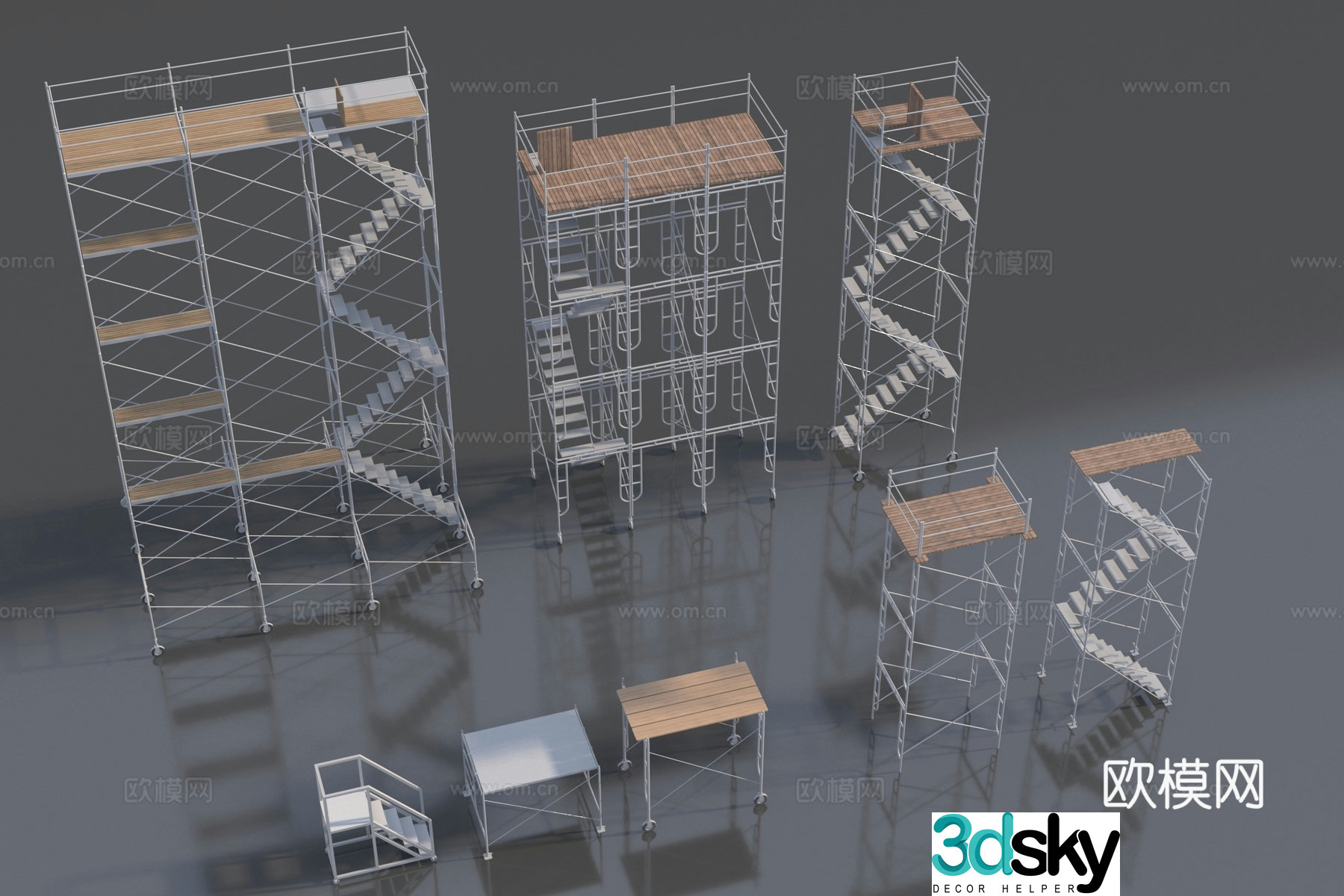 Industrial style construction site scaffolding 3d model