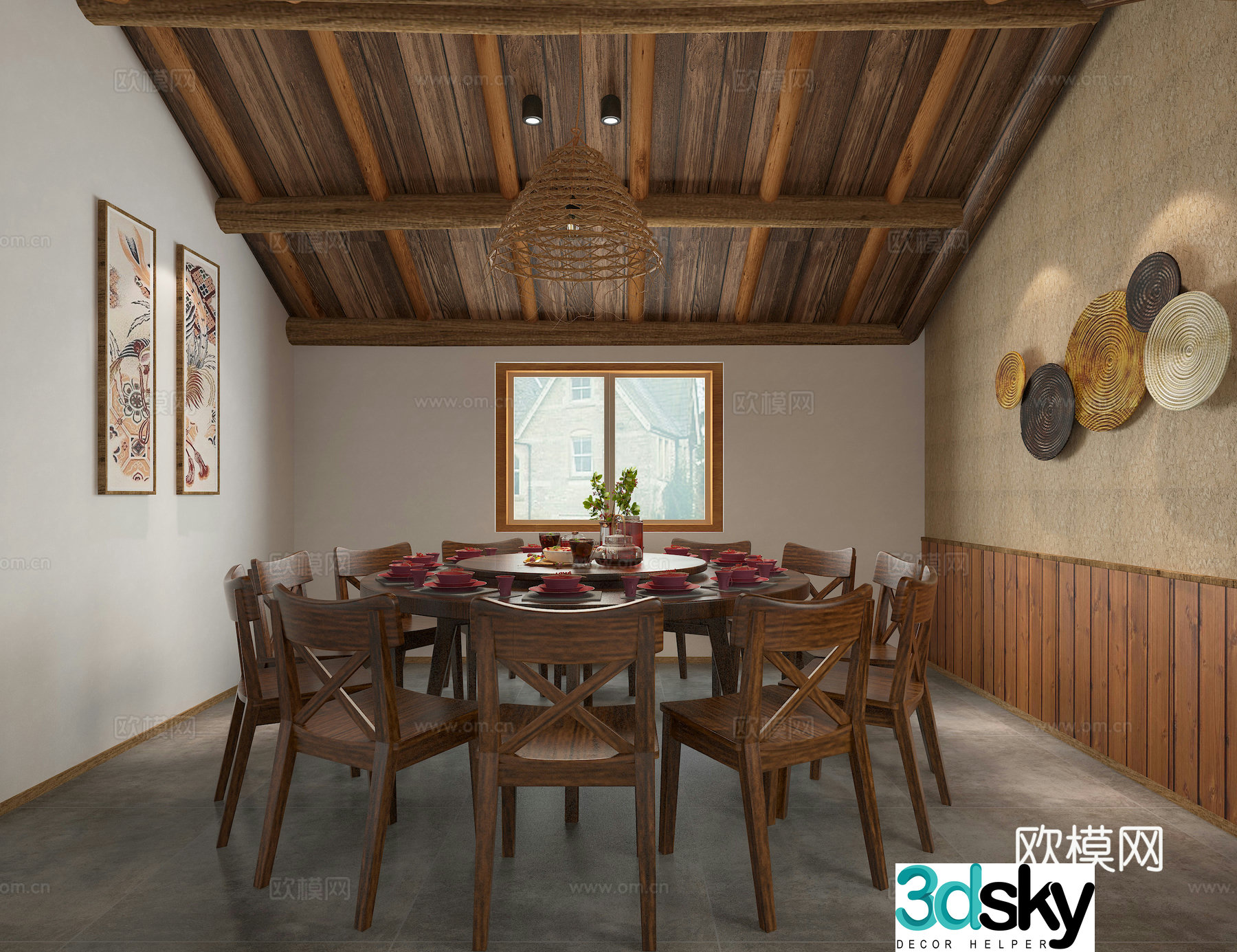 Wabi Sabi restaurant private room 3d model