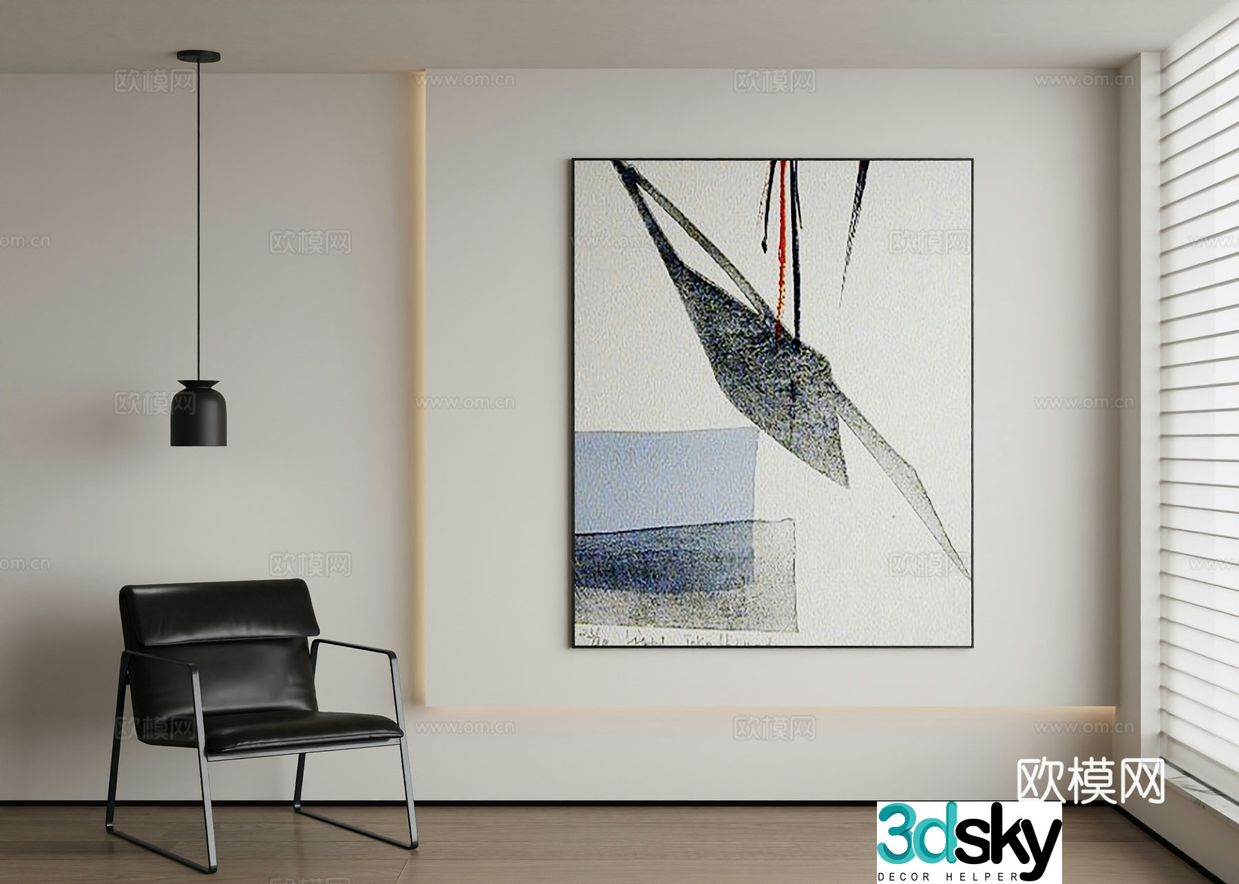 Modern abstract painting decorative painting 3d model