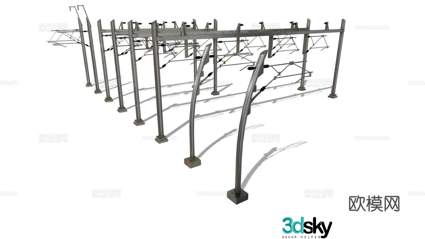Railway power line 3d model