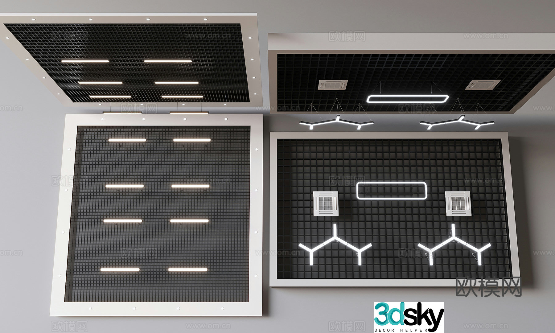 Aluminum square ceiling square aluminum grille ceiling 3D model