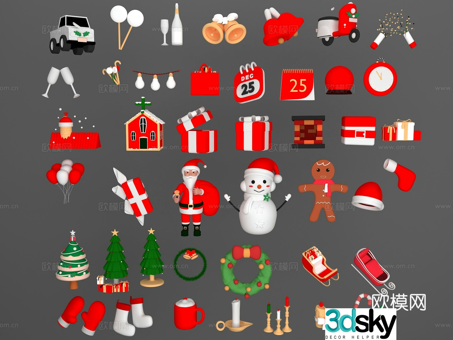 Christmas Toys Santa Claus Christmas Ornaments Beautiful 3D Model