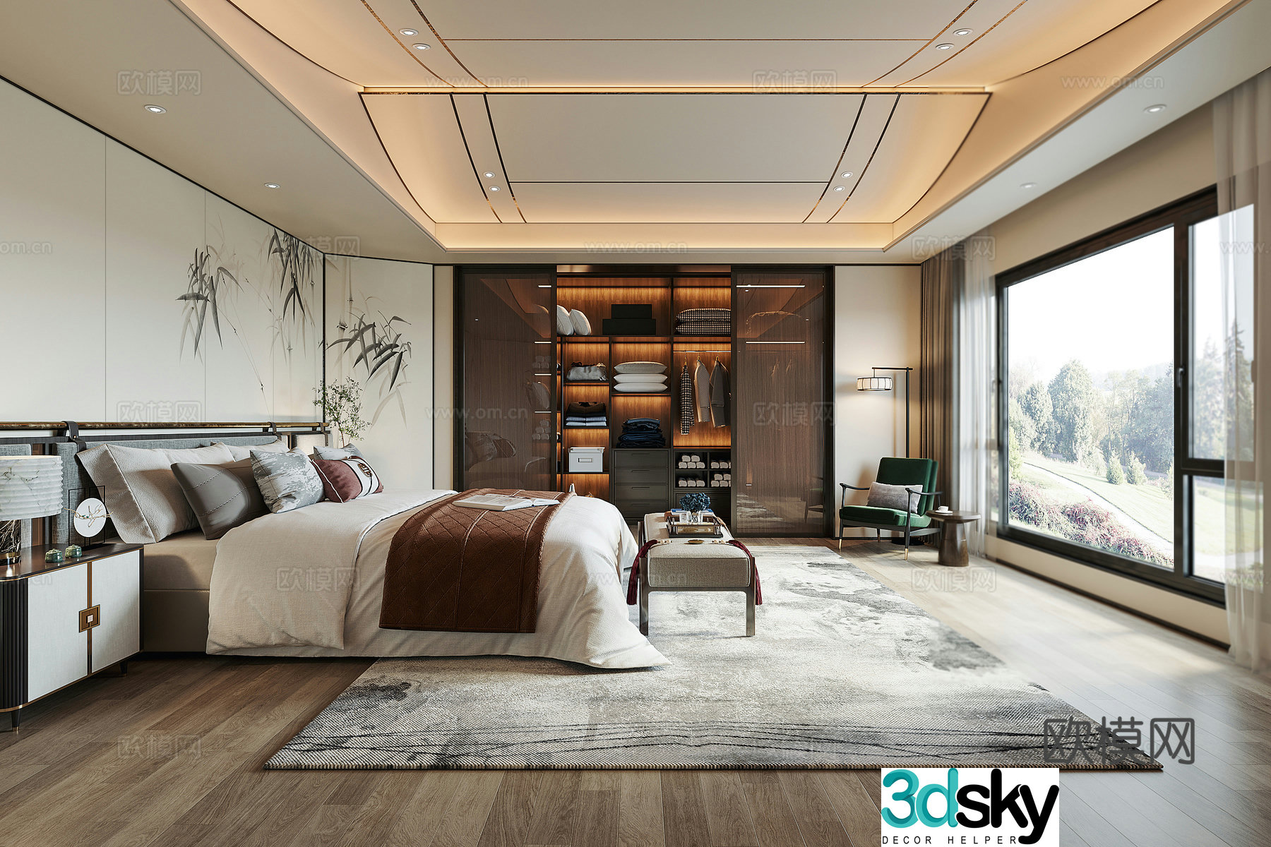 New Chinese style bedroom master bedroom 3d model