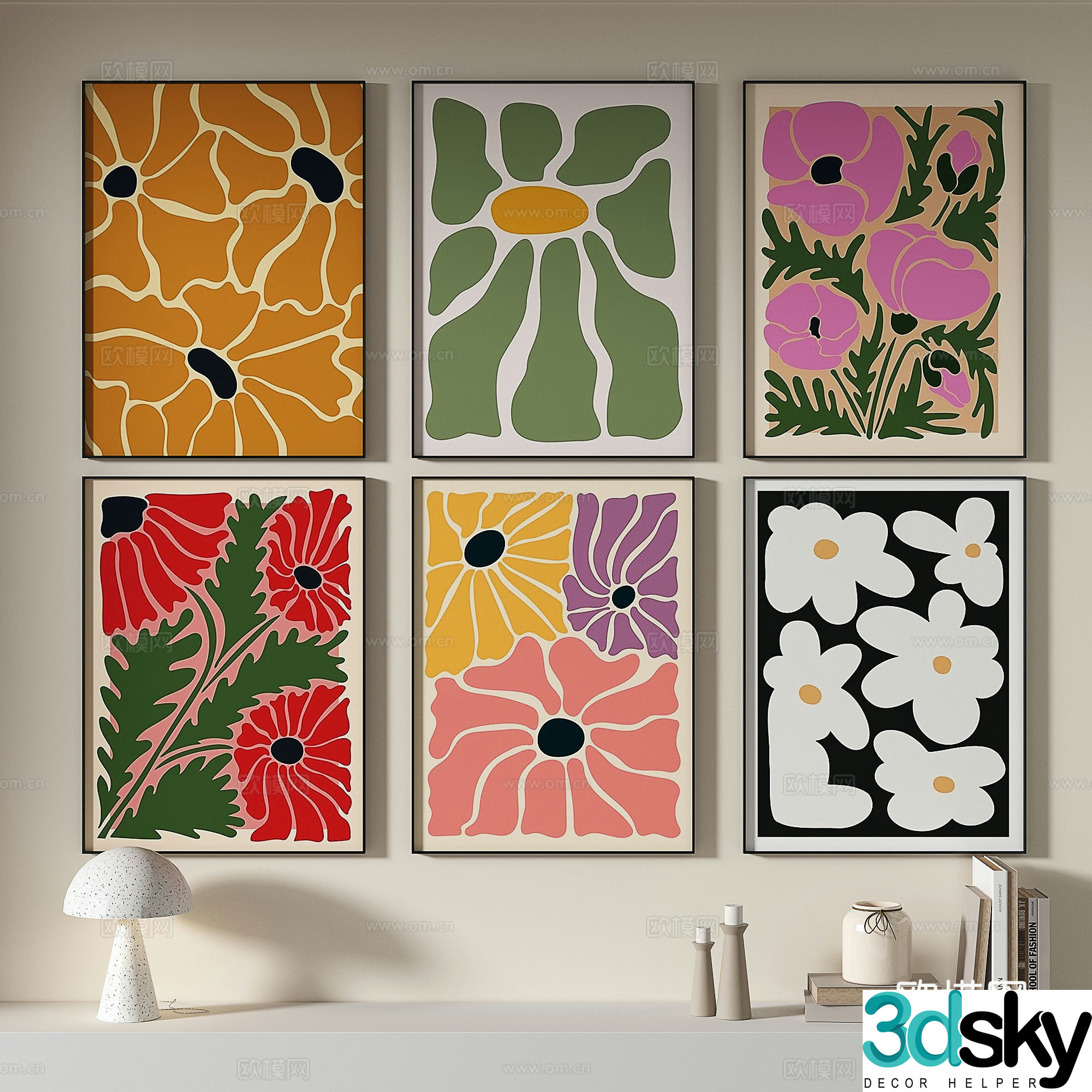 Decorative painting art painting floral hanging painting 3d model