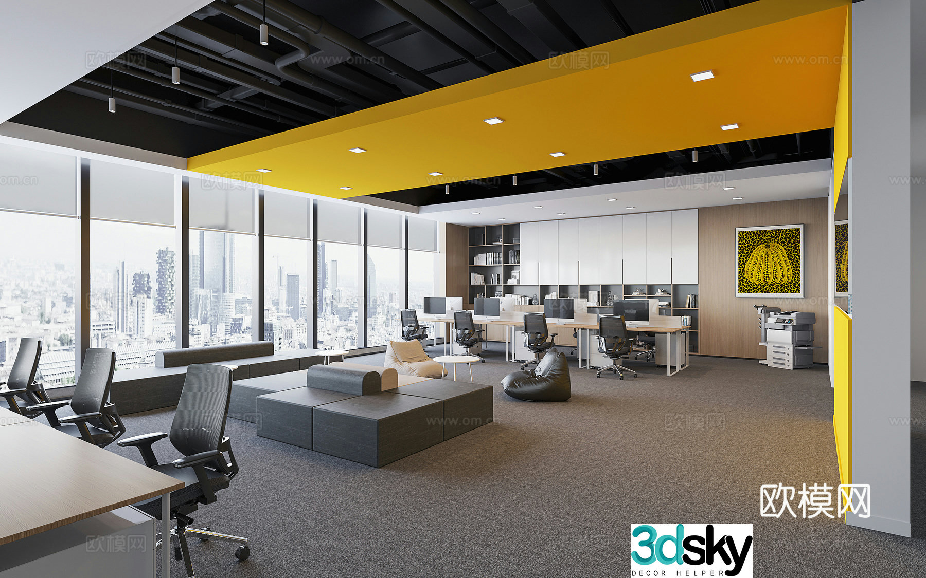 Public office area office 3d model