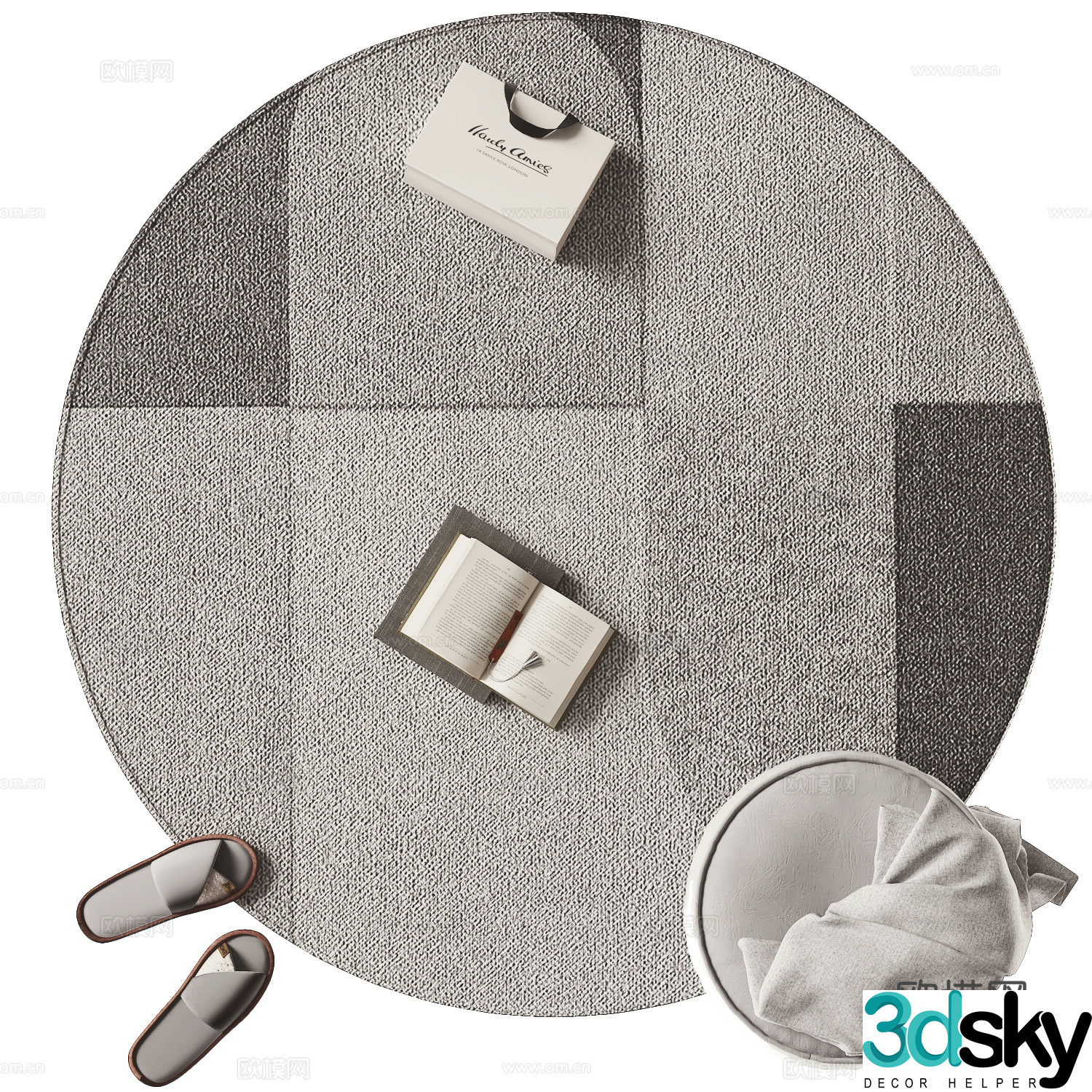 Plain carpet round carpet 3d model