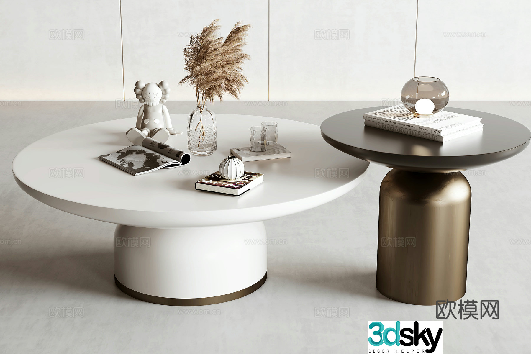 Modern double coffee table 3d model
