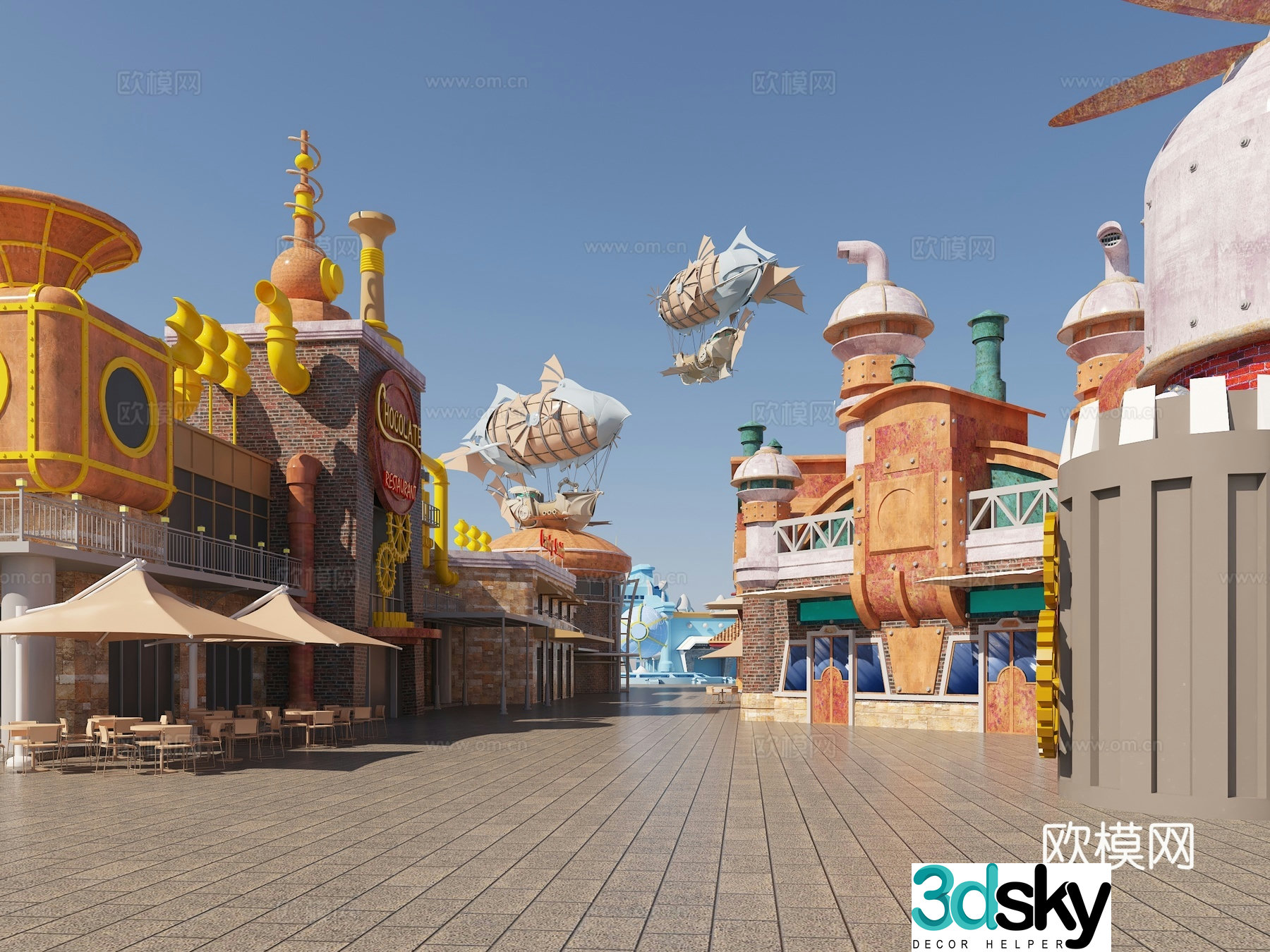 steampunk architecture punk architecture steampunk spaceship industrial building cartoon building 3d model