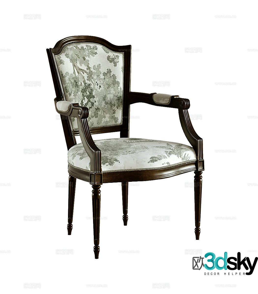 American single chair book chair dining chair armchair 3D model