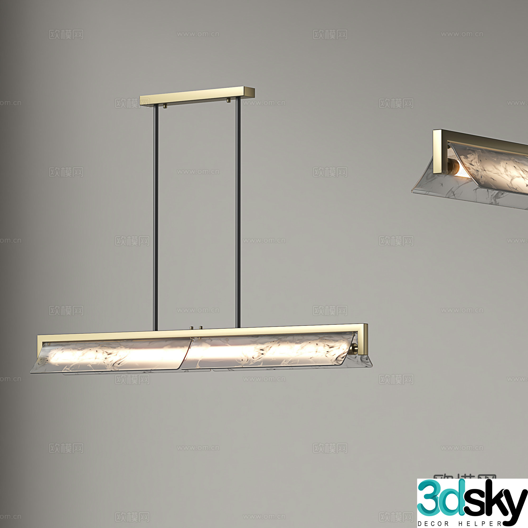 Light luxury chandelier long chandelier restaurant chandelier 3D model